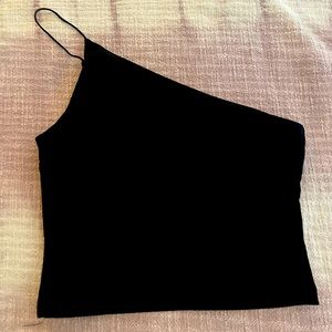 Princess Polly Black Cropped One Shoulder Top
